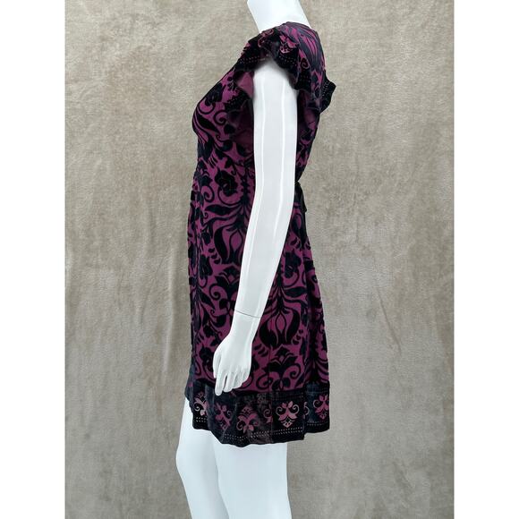 Hale Bob Dress Womens Small Velvet Mini Fit & Flare V-Neck Whimsigoth Silk Fairy - Picture 5 of 12